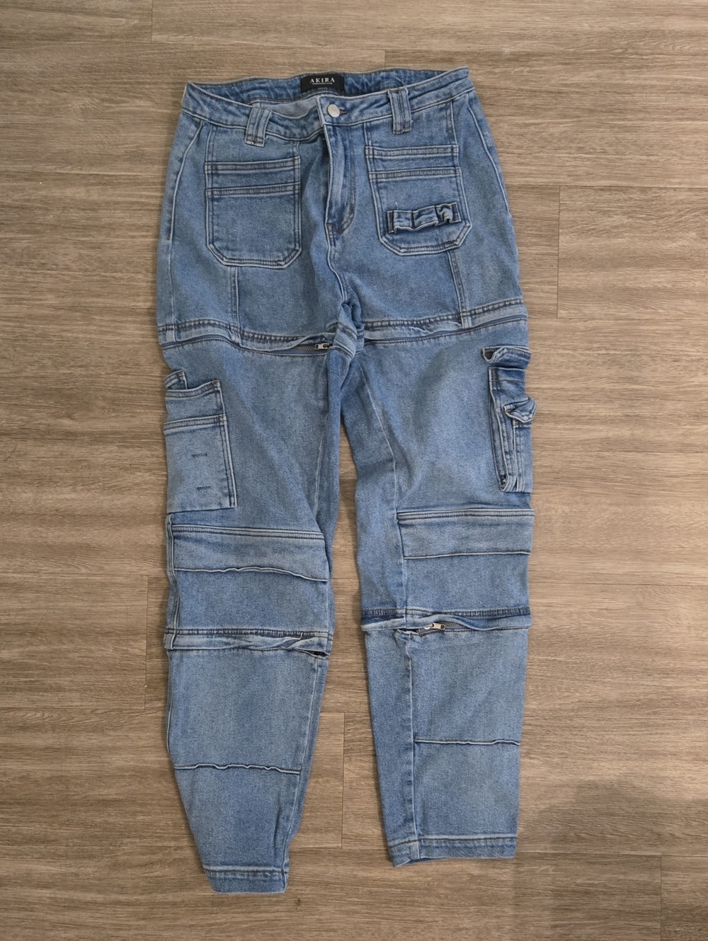 AKIRA Light Blue Slim Straight Cargo Jeans Size 7/27